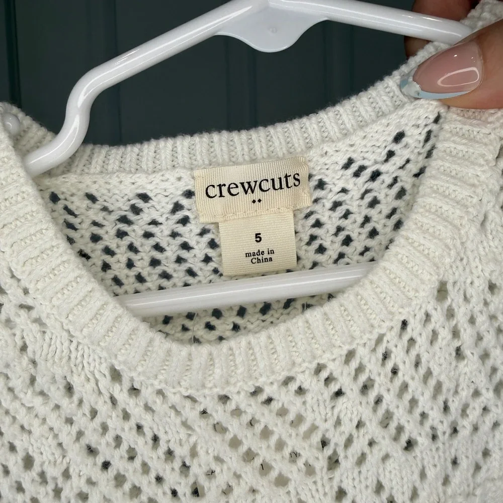 Crewcuts Girls Ivory White‎ Pointelle Knit Sleeveless Swim Coverup Dress Size 5